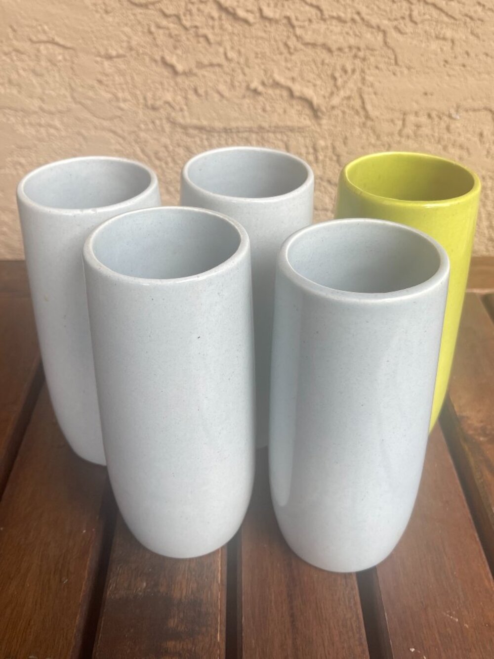 Mid Century Vernonware Metlox Heavenly Days  Solid Gray & Green Tumbler Glasses